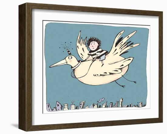 Boy on Bird-Carla Martell-Framed Giclee Print