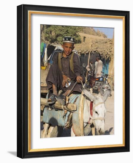 Boy on Donkey Cart, Maimana, Faryab Province, Afghanistan-Jane Sweeney-Framed Photographic Print