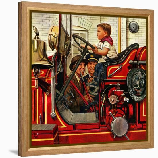 "Boy on Fire Truck", November 14, 1953-Stevan Dohanos-Framed Premier Image Canvas