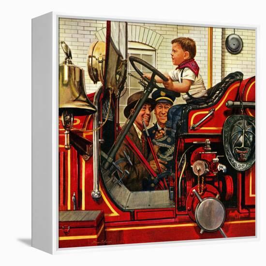 "Boy on Fire Truck", November 14, 1953-Stevan Dohanos-Framed Premier Image Canvas