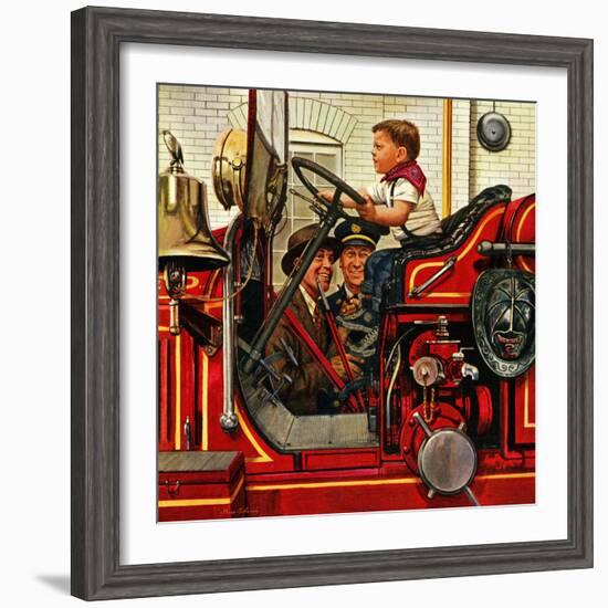 "Boy on Fire Truck", November 14, 1953-Stevan Dohanos-Framed Giclee Print