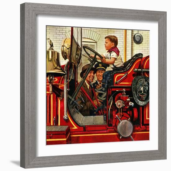 "Boy on Fire Truck", November 14, 1953-Stevan Dohanos-Framed Giclee Print