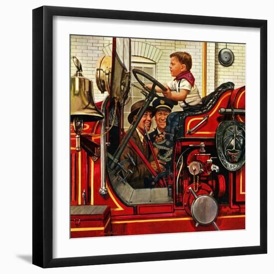 "Boy on Fire Truck", November 14, 1953-Stevan Dohanos-Framed Giclee Print