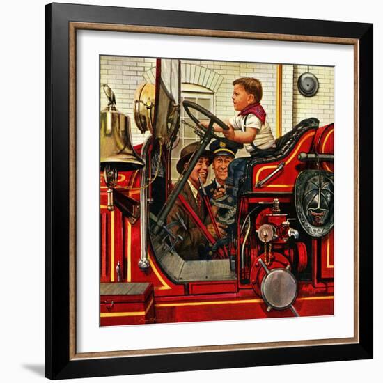 "Boy on Fire Truck", November 14, 1953-Stevan Dohanos-Framed Giclee Print