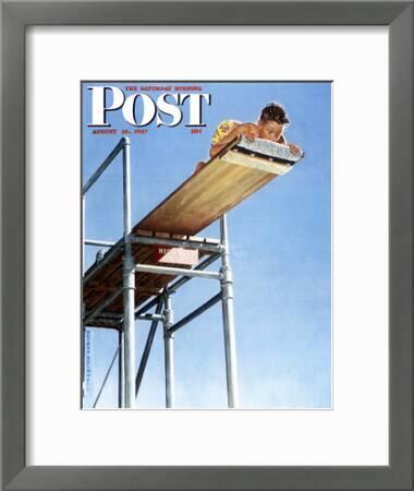 HIGH BOARD DIVER NORMAN ROCKWELL PRINT AUGUST 1947