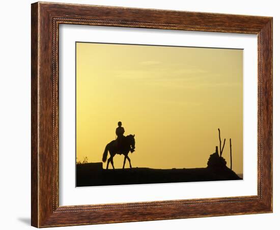 Boy on Horseback at the Beach Village of M! Ncora, in Northern Peru-Andrew Watson-Framed Photographic Print