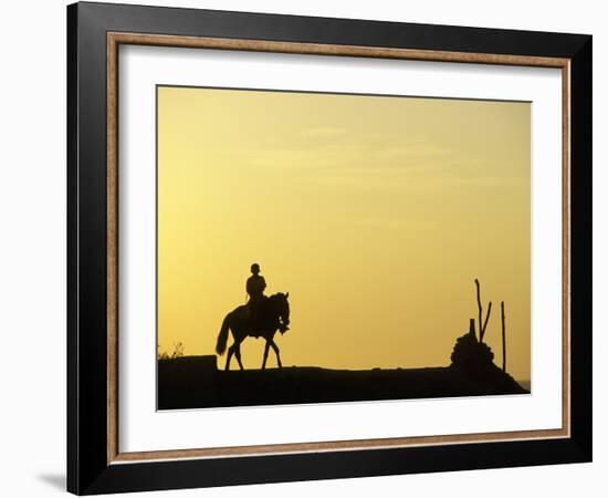 Boy on Horseback at the Beach Village of M! Ncora, in Northern Peru-Andrew Watson-Framed Photographic Print