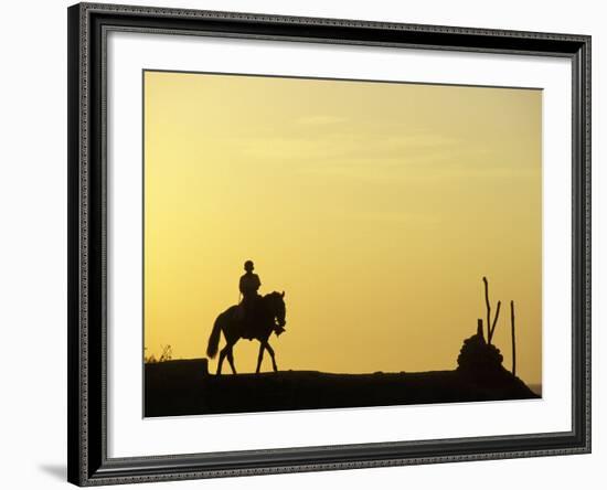 Boy on Horseback at the Beach Village of M! Ncora, in Northern Peru-Andrew Watson-Framed Photographic Print