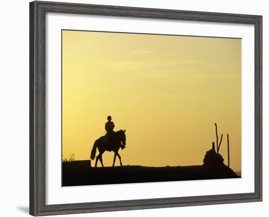 Boy on Horseback at the Beach Village of M! Ncora, in Northern Peru-Andrew Watson-Framed Photographic Print