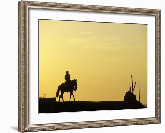 Boy on Horseback at the Beach Village of M! Ncora, in Northern Peru-Andrew Watson-Framed Photographic Print