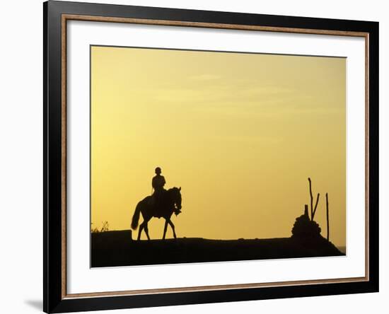 Boy on Horseback at the Beach Village of M! Ncora, in Northern Peru-Andrew Watson-Framed Photographic Print