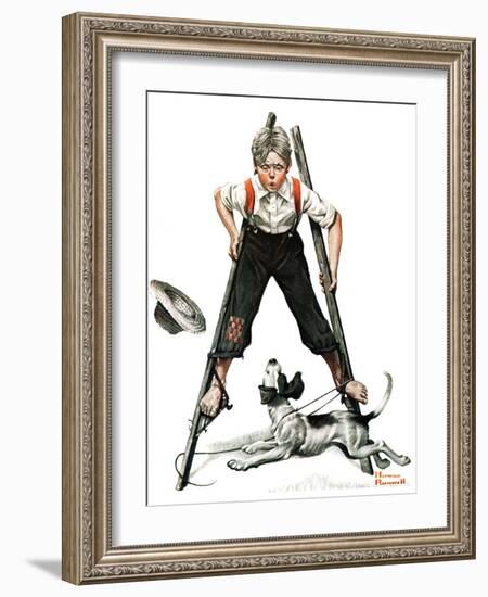 "Boy on Stilts", October 4,1919-Norman Rockwell-Framed Giclee Print