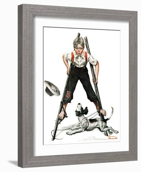 "Boy on Stilts", October 4,1919-Norman Rockwell-Framed Giclee Print