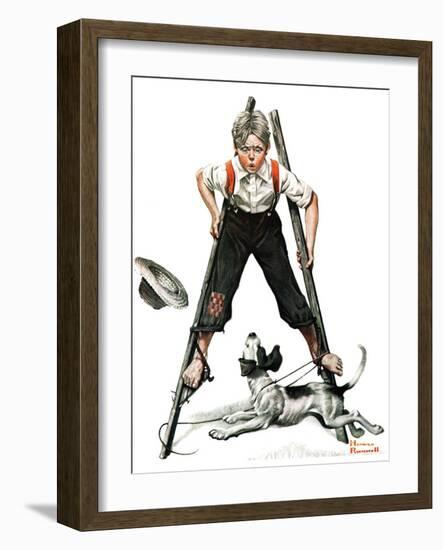 "Boy on Stilts", October 4,1919-Norman Rockwell-Framed Giclee Print