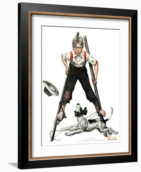 "Boy on Stilts", October 4,1919-Norman Rockwell-Framed Giclee Print