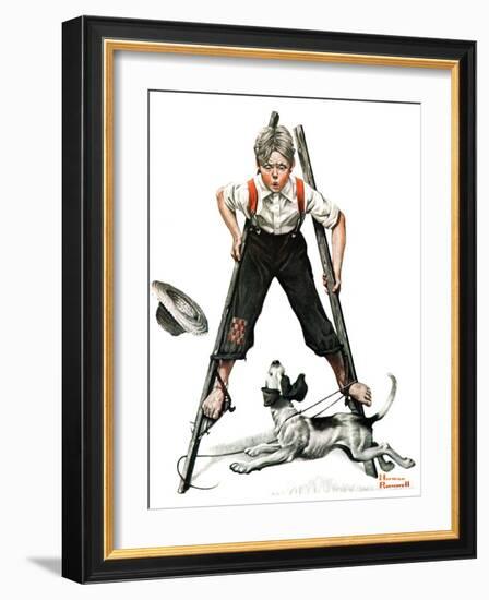 "Boy on Stilts", October 4,1919-Norman Rockwell-Framed Giclee Print