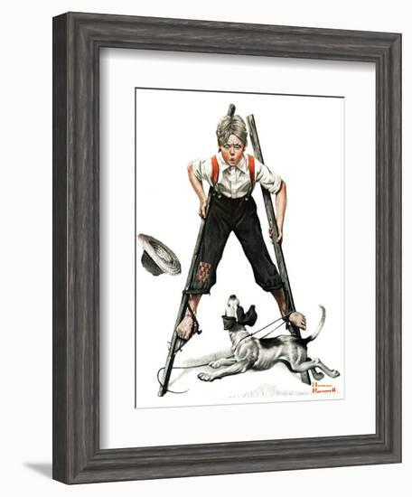 "Boy on Stilts", October 4,1919-Norman Rockwell-Framed Giclee Print