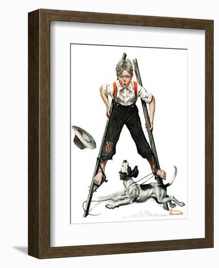 "Boy on Stilts", October 4,1919-Norman Rockwell-Framed Giclee Print