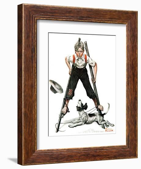 "Boy on Stilts", October 4,1919-Norman Rockwell-Framed Giclee Print