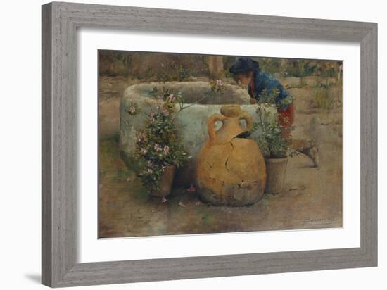 Boy Peering Into a Well, 1889-Belmiro Barbosa De Almeida-Framed Giclee Print