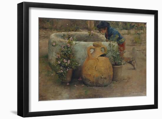 Boy Peering Into a Well, 1889-Belmiro Barbosa De Almeida-Framed Giclee Print