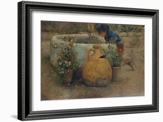 Boy Peering Into a Well, 1889-Belmiro Barbosa De Almeida-Framed Giclee Print