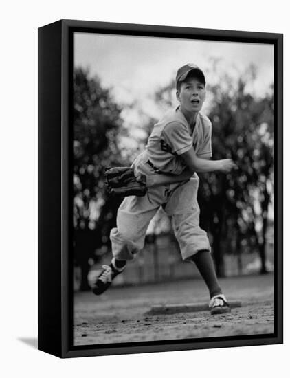 Boy Playing a Game of Little League Baseball-Yale Joel-Framed Premier Image Canvas