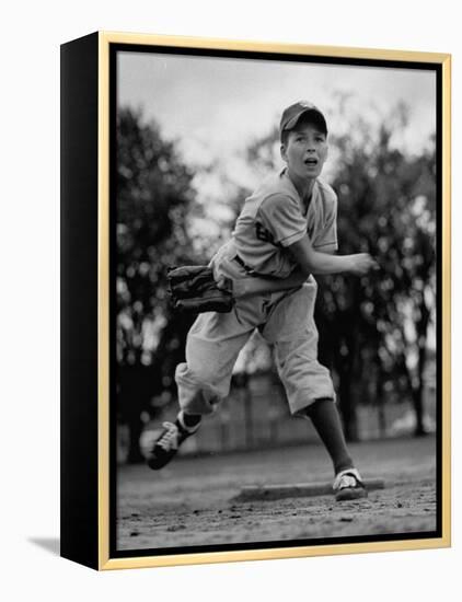 Boy Playing a Game of Little League Baseball-Yale Joel-Framed Premier Image Canvas