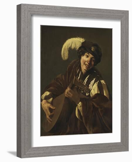 Boy playing the Lute, 1620s-Hendrick Ter Brugghen-Framed Giclee Print