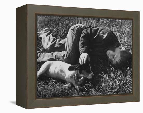 Boy Playing with His Pet Dog-Ed Clark-Framed Premier Image Canvas