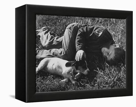 Boy Playing with His Pet Dog-Ed Clark-Framed Premier Image Canvas