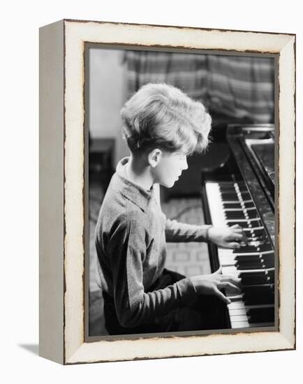 Boy Practicing Piano-Philip Gendreau-Framed Premier Image Canvas