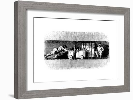 Boy Pushing a Truck Loaded with Coal from the Coal Face to the Bottom of the Pit Shaft, C1848-null-Framed Giclee Print