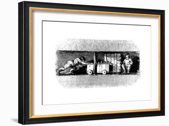 Boy Pushing a Truck Loaded with Coal from the Coal Face to the Bottom of the Pit Shaft, C1848-null-Framed Giclee Print