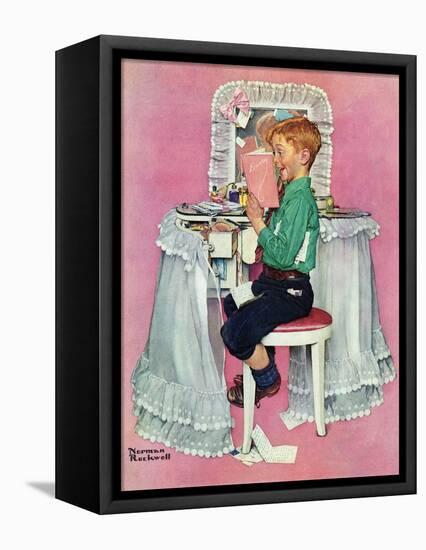 "Boy Reading his Sister's Diary", March 21,1942-Norman Rockwell-Framed Premier Image Canvas