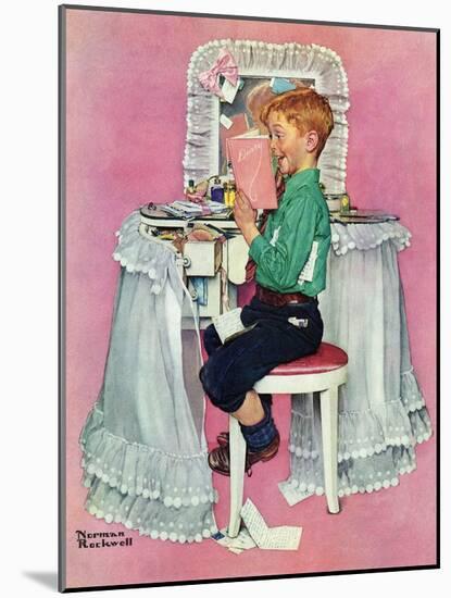 "Boy Reading his Sister's Diary", March 21,1942-Norman Rockwell-Mounted Premium Giclee Print