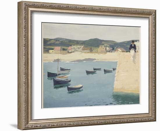 Boy Reading on a Harbour's Edge-William Strang-Framed Giclee Print