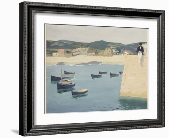 Boy Reading on a Harbour's Edge-William Strang-Framed Giclee Print