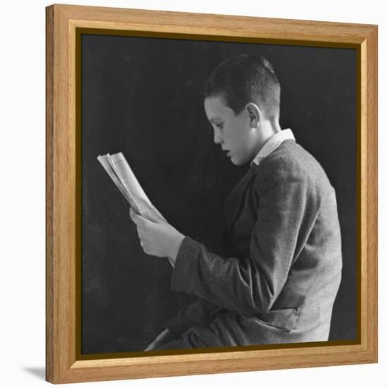 Boy Reading, Photographic Portrait 1936-null-Framed Premier Image Canvas