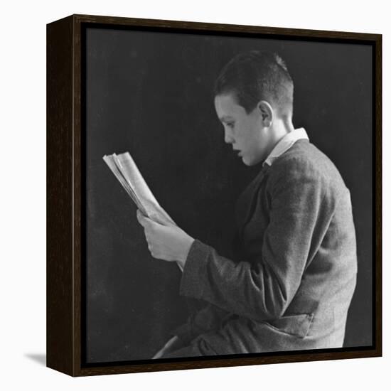 Boy Reading, Photographic Portrait 1936-null-Framed Premier Image Canvas