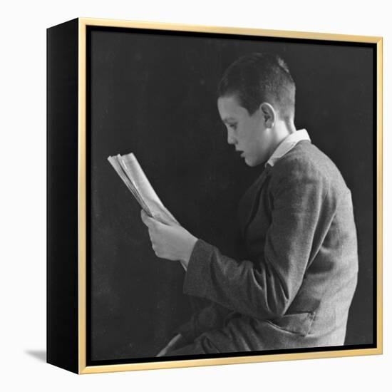 Boy Reading, Photographic Portrait 1936-null-Framed Premier Image Canvas