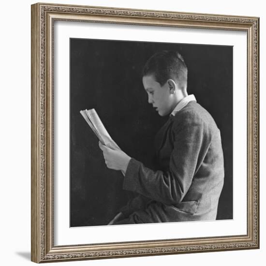 Boy Reading, Photographic Portrait 1936-null-Framed Photographic Print