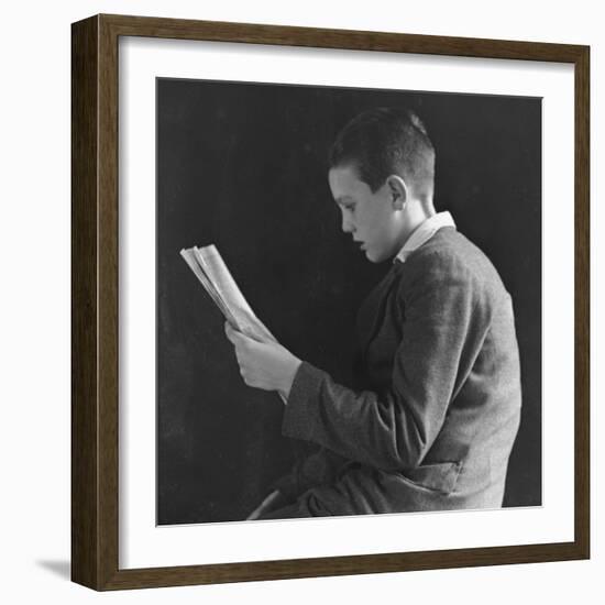 Boy Reading, Photographic Portrait 1936-null-Framed Photographic Print