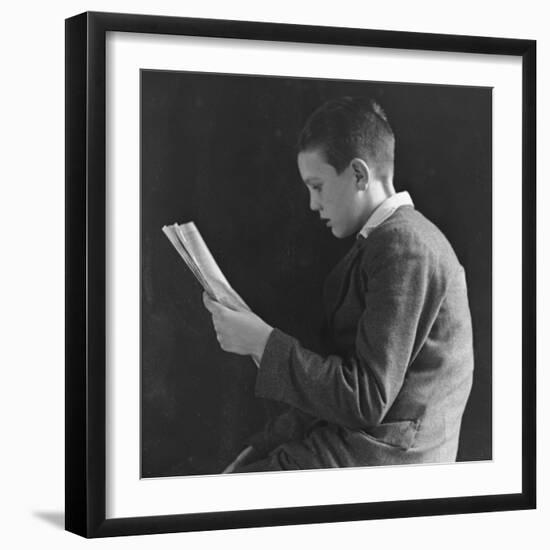 Boy Reading, Photographic Portrait 1936-null-Framed Photographic Print