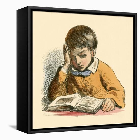 Boy Reading-English School-Framed Premier Image Canvas