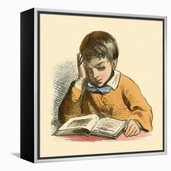 Boy Reading-English School-Framed Premier Image Canvas