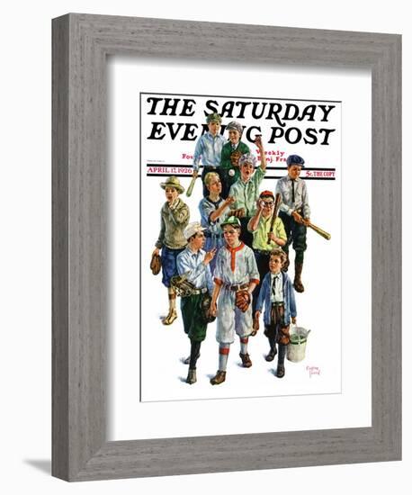 "Boy's Baseball Team," Saturday Evening Post Cover, April 17, 1926-Eugene Iverd-Framed Giclee Print