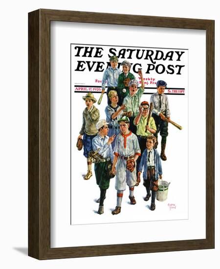 "Boy's Baseball Team," Saturday Evening Post Cover, April 17, 1926-Eugene Iverd-Framed Giclee Print