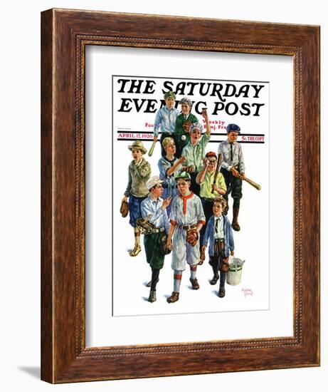 "Boy's Baseball Team," Saturday Evening Post Cover, April 17, 1926-Eugene Iverd-Framed Giclee Print