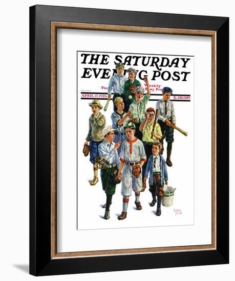 "Boy's Baseball Team," Saturday Evening Post Cover, April 17, 1926-Eugene Iverd-Framed Giclee Print